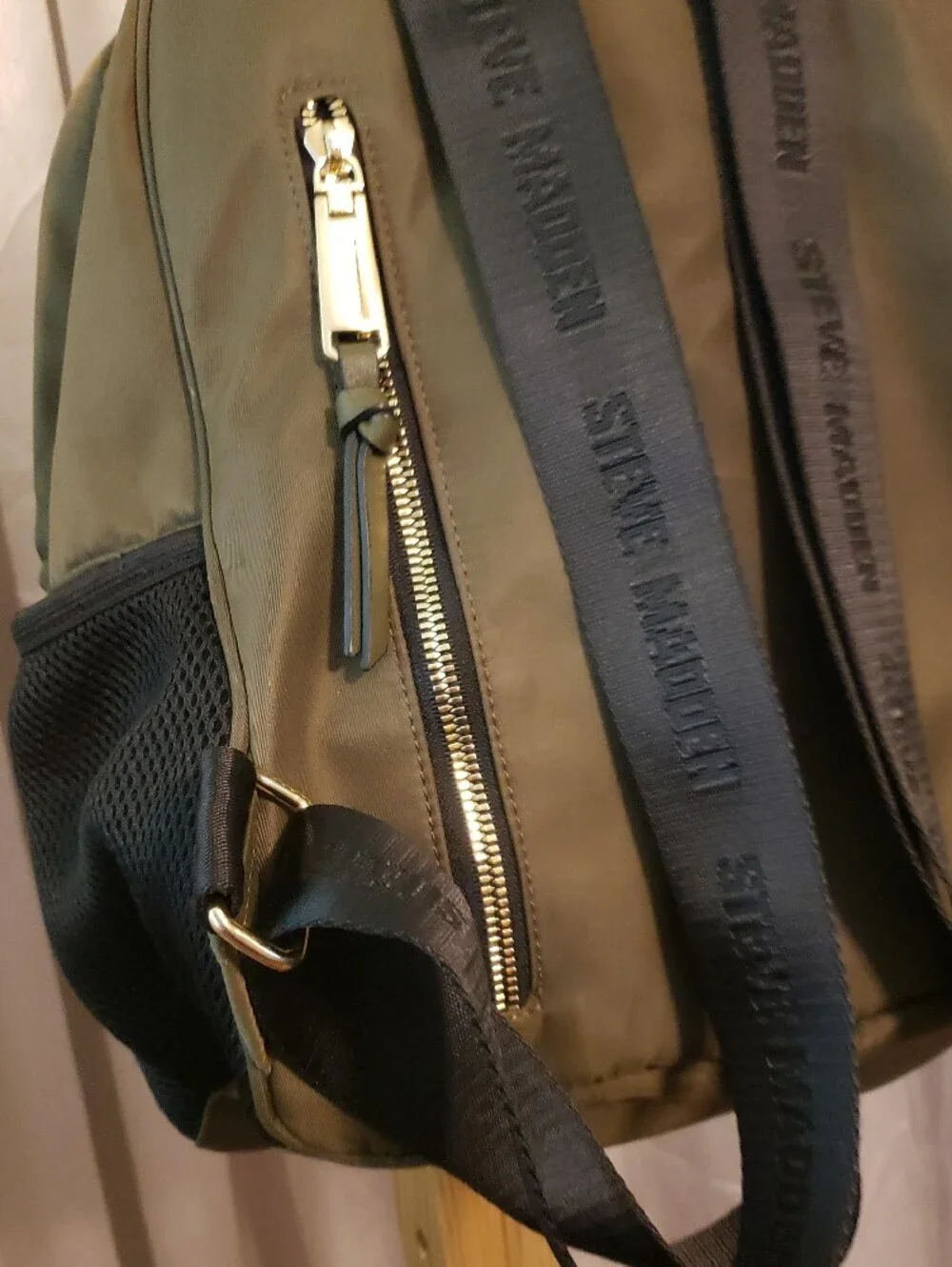 Steve Madden Olive Green Quilted Backpack